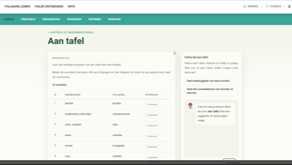 Voorbeeld van een oefening uit de cursus Italiaans